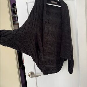 Suzy Shier Dark Grey Cable Knit Women's Poncho